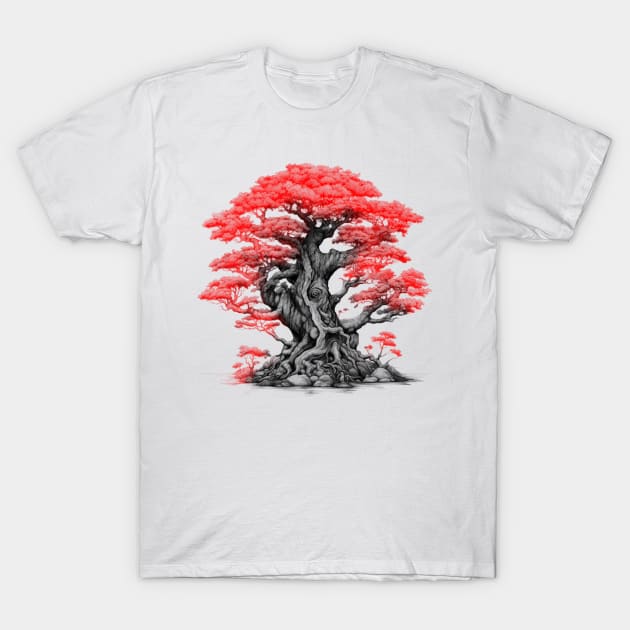 red and black Tree T-Shirt by InspirationalDesign